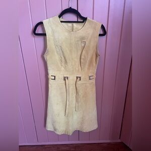 Retro suede yellow dress